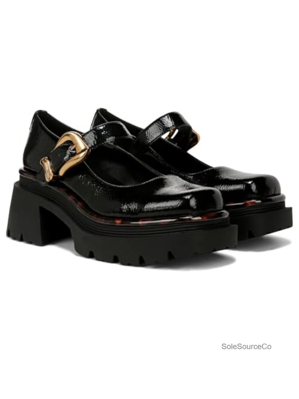 Sam Edelman Nellie Mary Jane Block Heel Pump Buckle Chunky Lug Sole